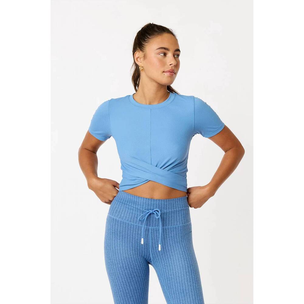 NEW CREAM YOGA summer crop top in blue